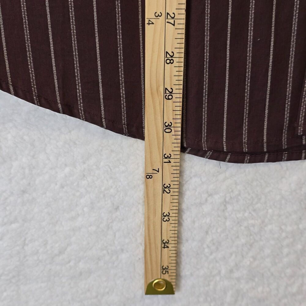 Mens Dress Casual Button Down Shirt Sz 2XL Brown White Striped Preppy Academia - Picture 5 of 7